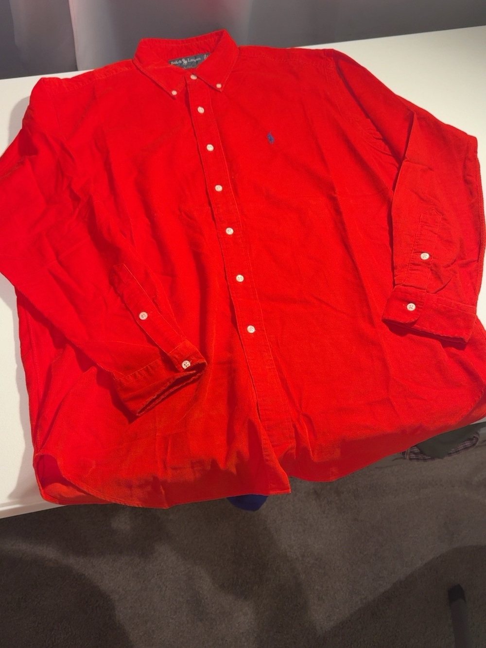 Vintage Polo Ralph Lauren Blake Red Corduroy Shirt L 90s Oversized